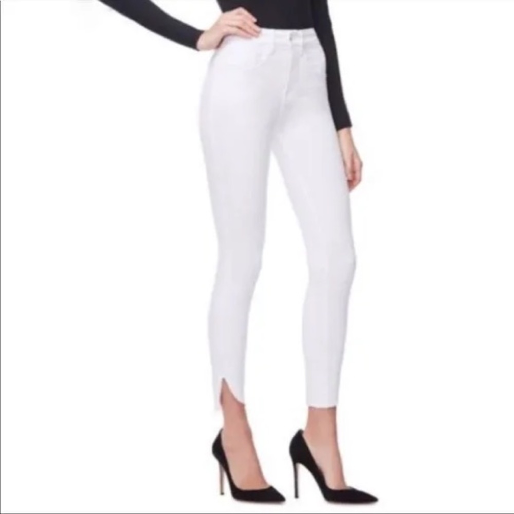 Good American Good Legs Crop Cascade Hem Jeans in White Denim Size 00